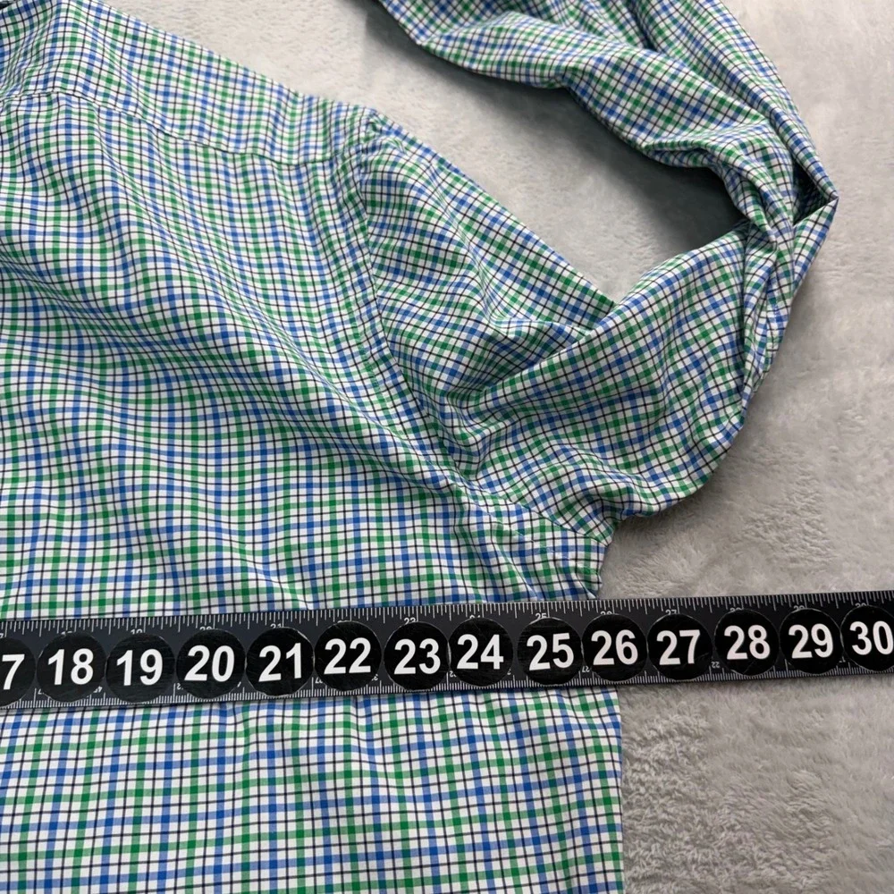 Polo Ralph Lauren Shirt Mens XL Green Blue‎ Gingham Plaid Long Sleeve Stretch